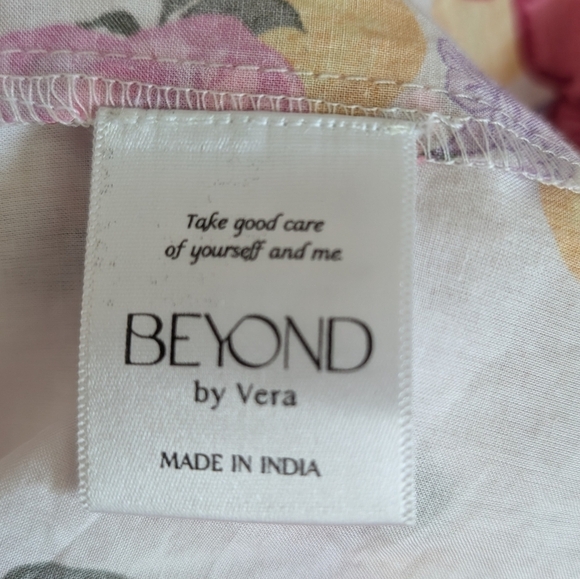 Beyond by Vera Maxi Pink Floral Dress Mia Villa Rose Small 100% Cotton - Picture 8 of 10